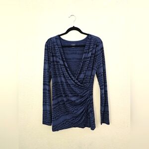 Sofia Vergara "Jagged Ink Blue" Drape Front Blouse